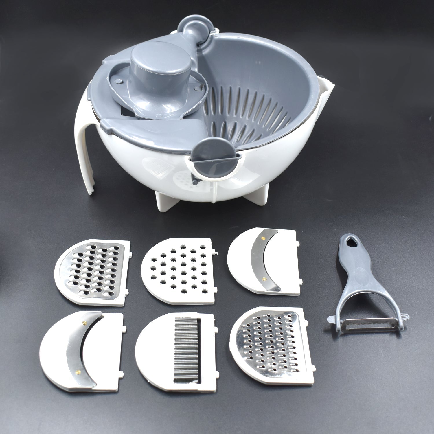 2214B Multifunctional Vegetable Fruits Cutter Shredder with Rotating Drain Basket (Brown Box) 2214B Multifunctional Vegetable Fruits Cutter Shredder with Rotating Drain Basket (Brown Box)